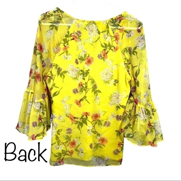 Lauren Ralph Lauren Floral Georgette Chiffon Wrap Bell Sleeve Blouse Size Small - Picture 8 of 17